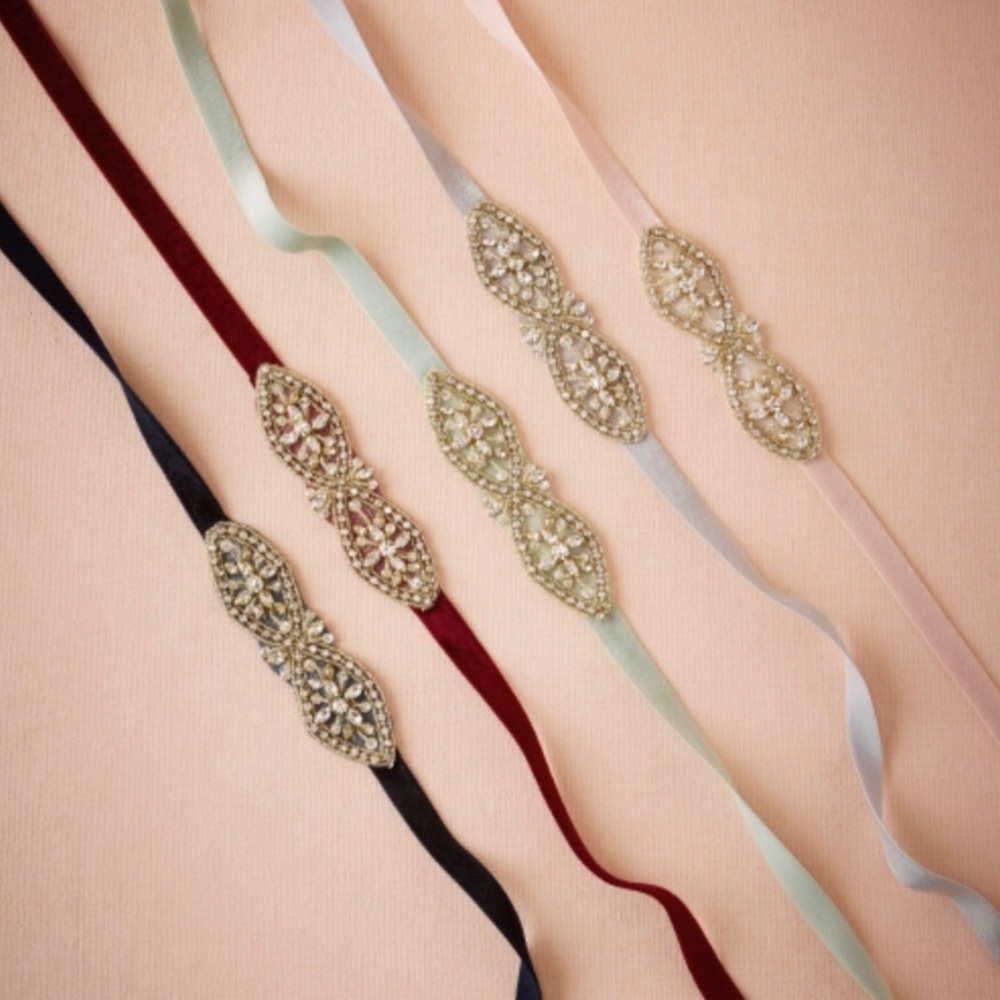 BHLDN velvet burgundy belt